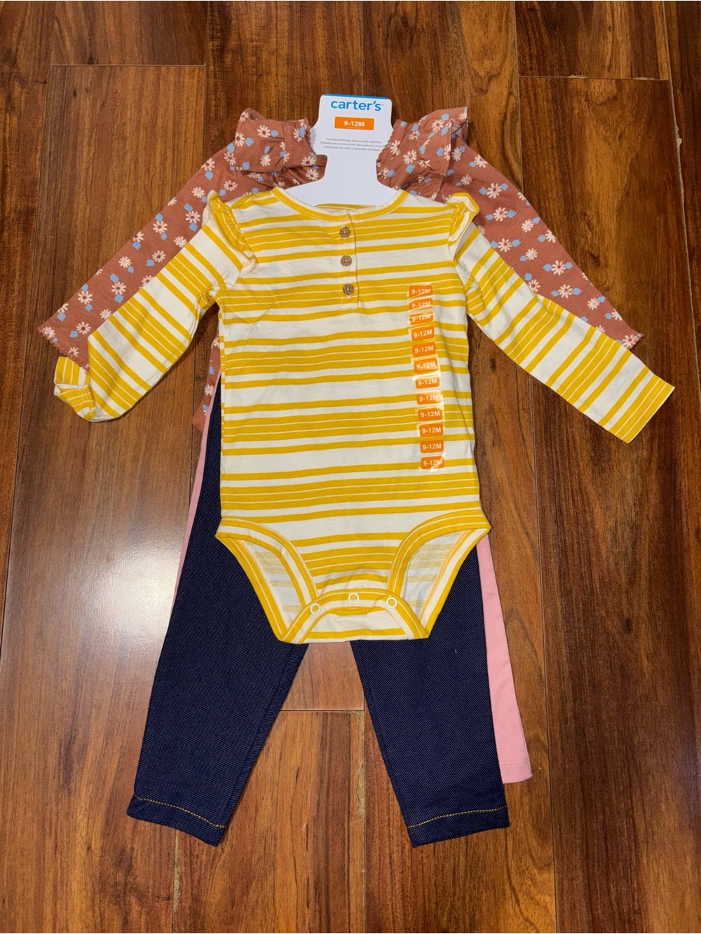 Carter's 4 Piece Matching Long-Sleeve Bodysuit and Pant Set
